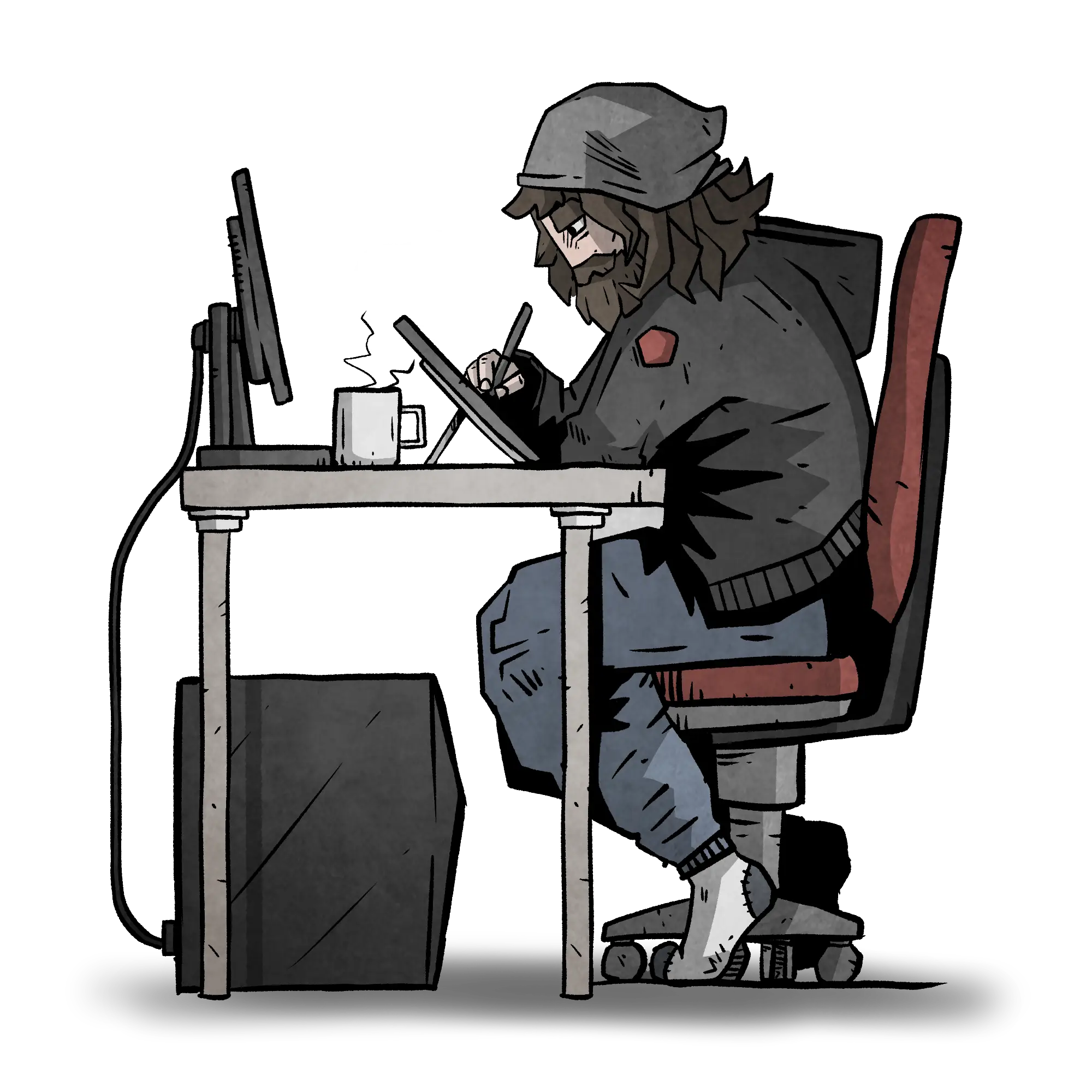 Artist drawing illustration